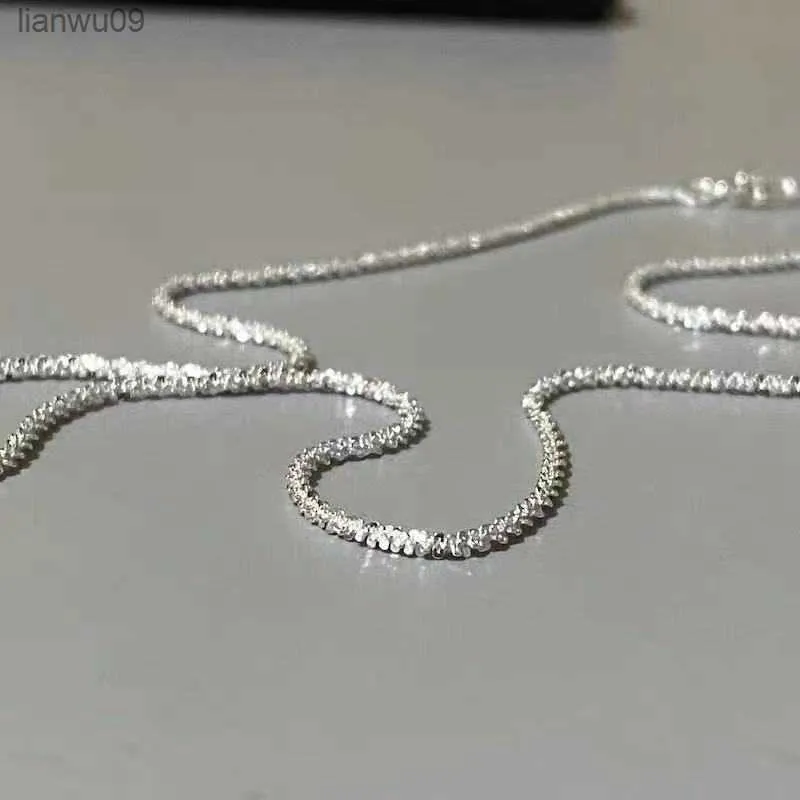 925 Sterling Silber Shinny Choker Halskette 2021 Neuer Trend Italienischer Schmuck Funkelnde Schlüsselbeinkette Schlichte kurze Modekette L230704