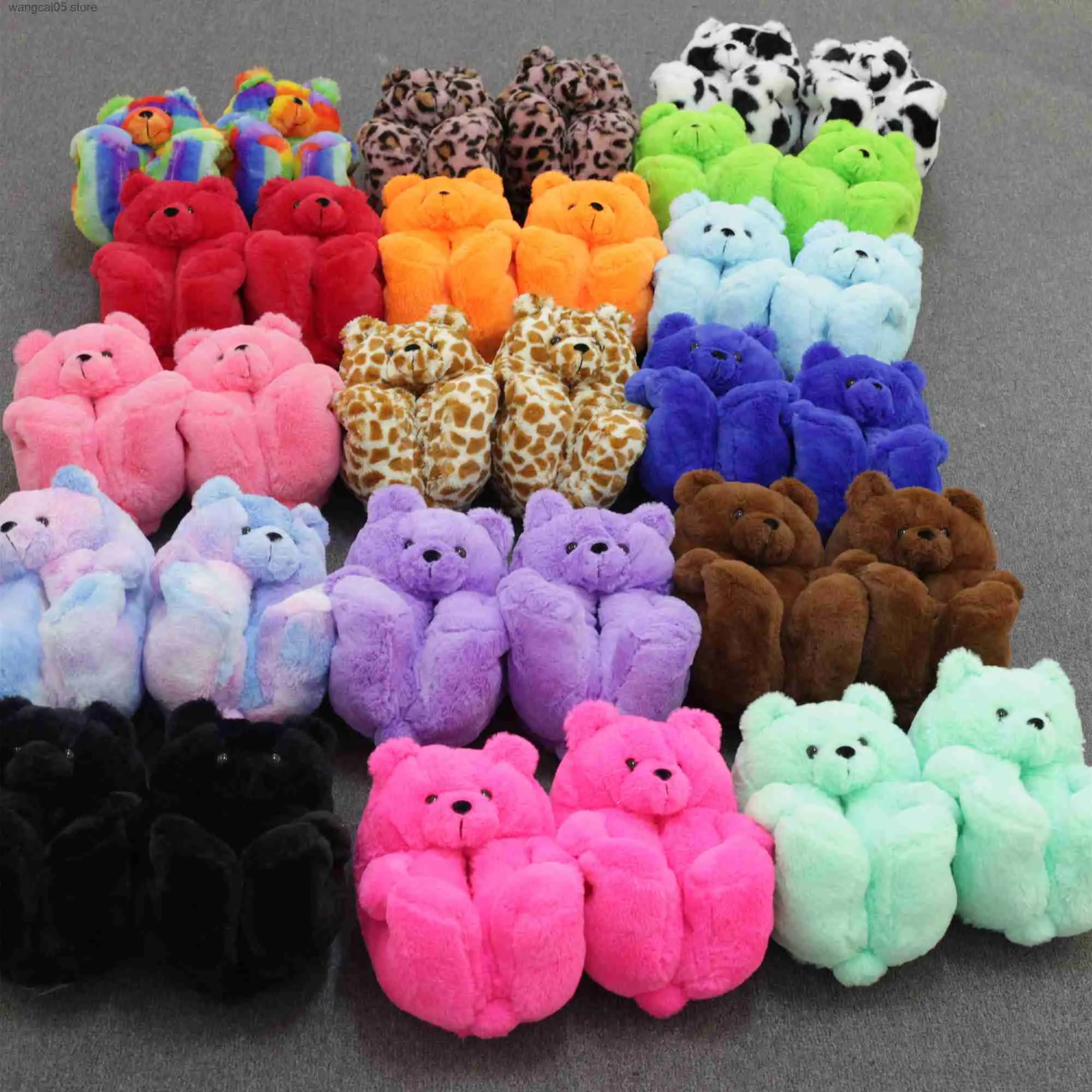 Slippers Teddy Bear women christmas plus Cartoon Cute Bear House Slipper Furry Faux Fur Slides Woman Furry Flip Flop Shoes T230713