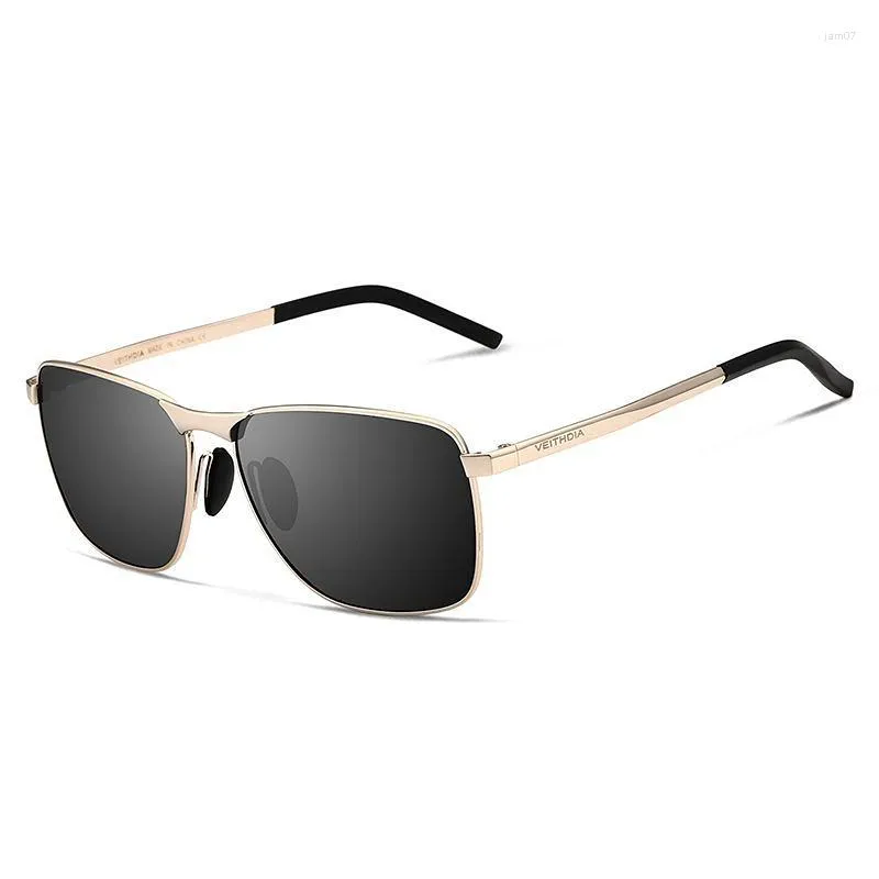 Sunglasses Men's Polarized UV Protection Fashion Personality Square Gold  Frame Travel Driving And Fishing Glasses