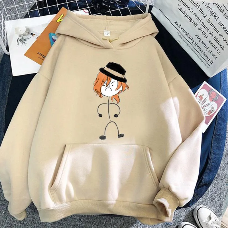 Męskie bluzy bungo bandgo psy chuuya nakahara linia anime nadruk bluza mężczyzn mody mody pullover unisex z kapturem ubrania z kapturem