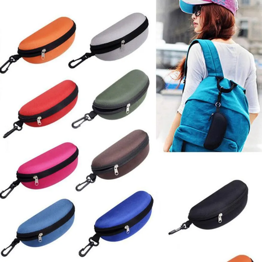 Étuis pour lunettes de soleil Étui à lunettes portable Lecture Sac de transport Boîte à fermeture à glissière rigide Sac de voyage Pochette 12 couleurs Drop Delivery Fashion Accessori Dh65H