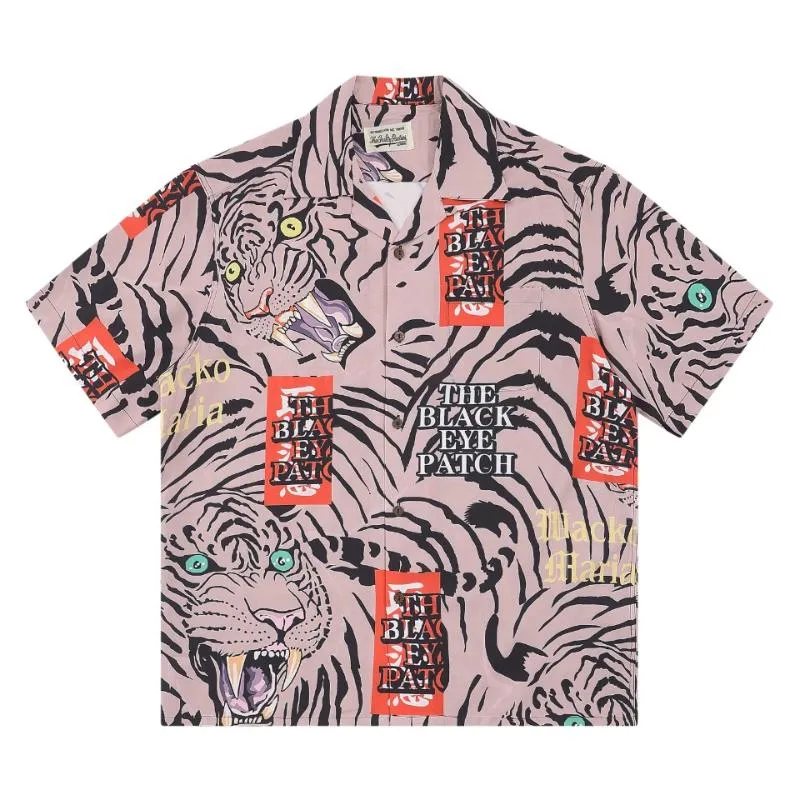 Men's Casual Shirt WACKO MARIA TIM LEHI Tiger Print Hawaiian Loose