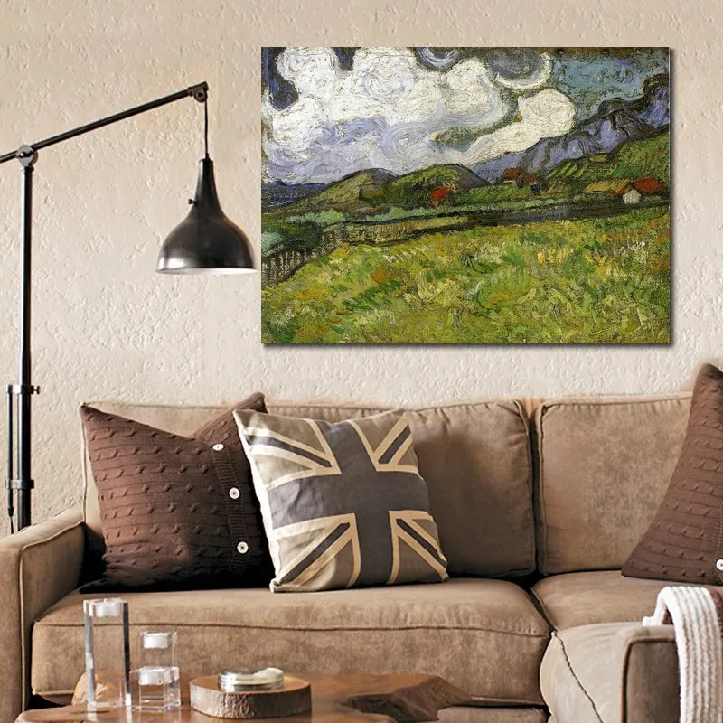 Fine Art Canvas Painten Field Field za szpitalem Saint-Paul z Ręcznie wykonanym Vincent Van Gogh Decor Home Decor