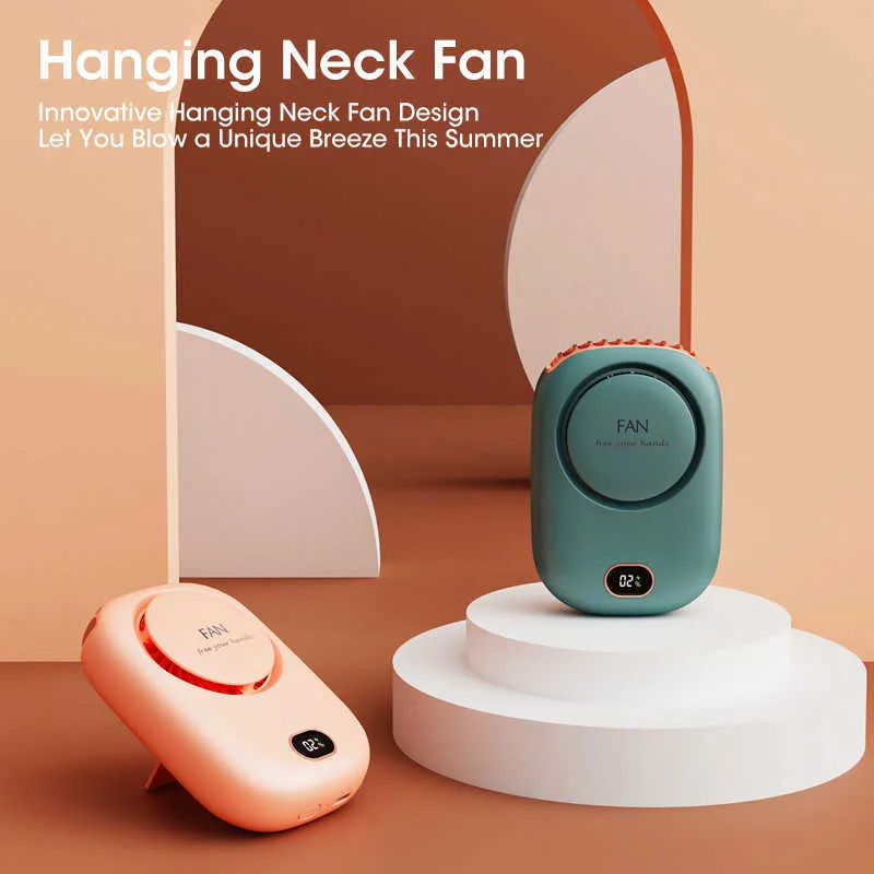 Electric Fans Mini Portable Neck Fan Bladeless Fan USB Rechargeable hand Fans Speed Adjustable Cooling Fan Summer Outdoor Hanging Air Cooler