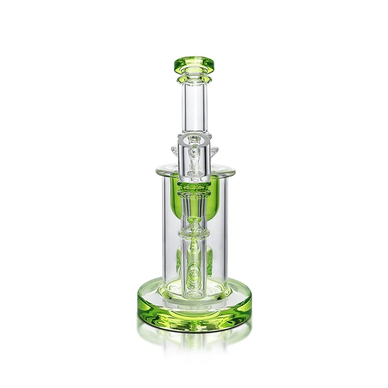 Waxmaid 7.48Inch Oxen Incycler Glass Beaker Clear Green Dab Rigs Rökning Tillbehör Vatten Pipe 14mm Joint Glass Bong Bowl Us Warehouse Retail Orender Gratis frakt