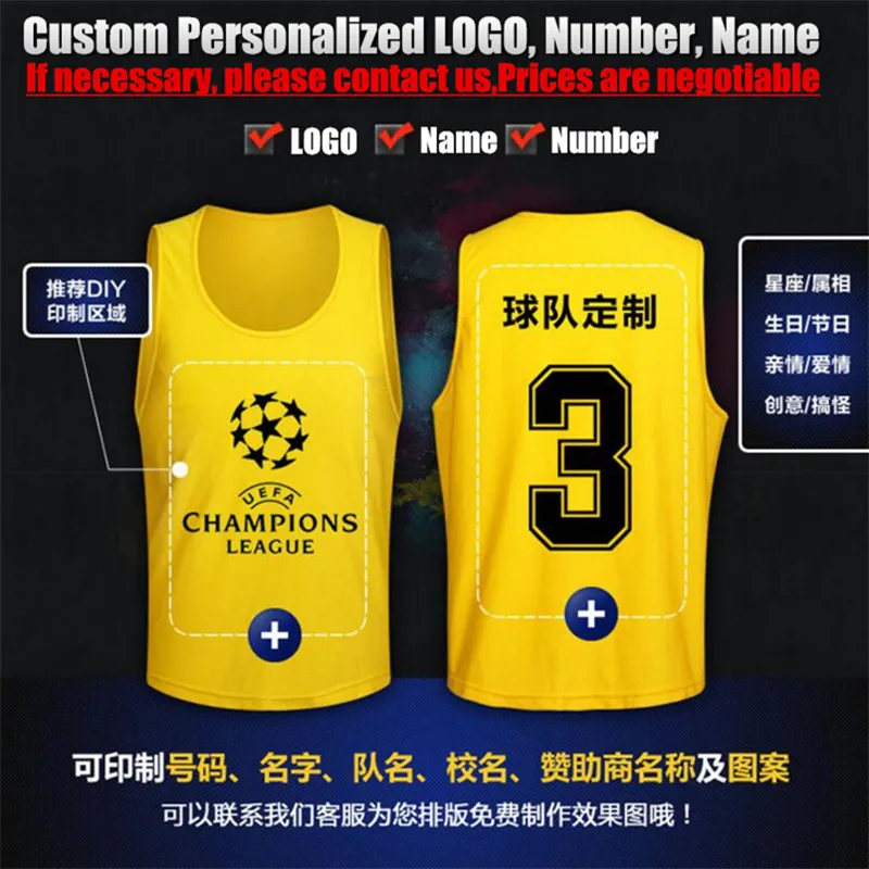 Custom Soccer Jersey Cheap Football Vest Team Vest Mesh Soccer