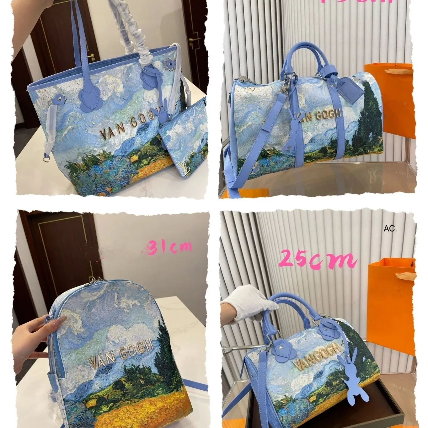 Limited Unisex Rugzak Van Gogh Olieverf Koppels Totes Pils Capaciteit Buitenste Schoudertassen Luxe Merk Vrouwen Mannen Rugzak Boston Tassen Reistas Handtassen