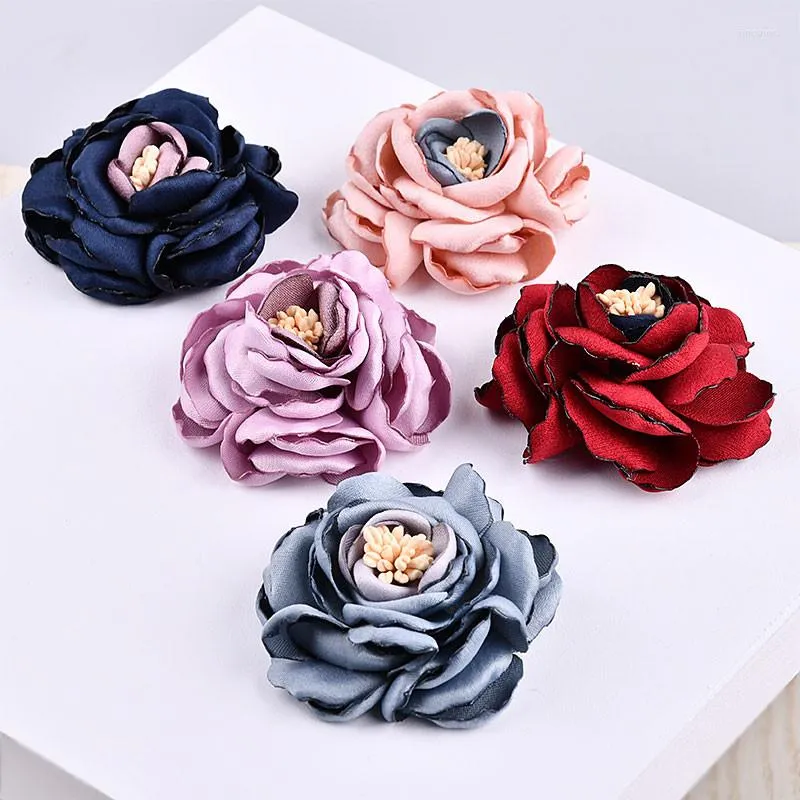 Haarschmuck 20 Teile/los 60 MM Chiffon Stoff Blumen Mädchen Schmuck Stirnband Dekoration Floral Button Patch Aufkleber Ornament