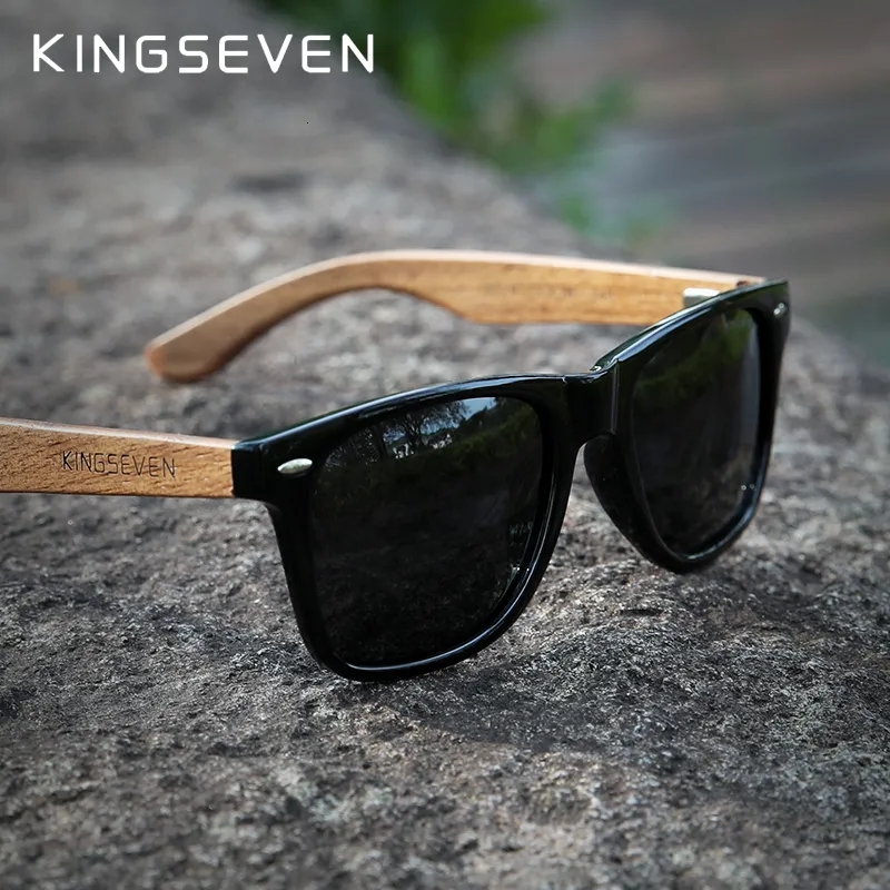 Solglasögon ramar kingseven märke mode handgjorda naturliga trä solglasögon för män kvinnor polariserade solglasögon uv400 spegel manlig glasögon 230712