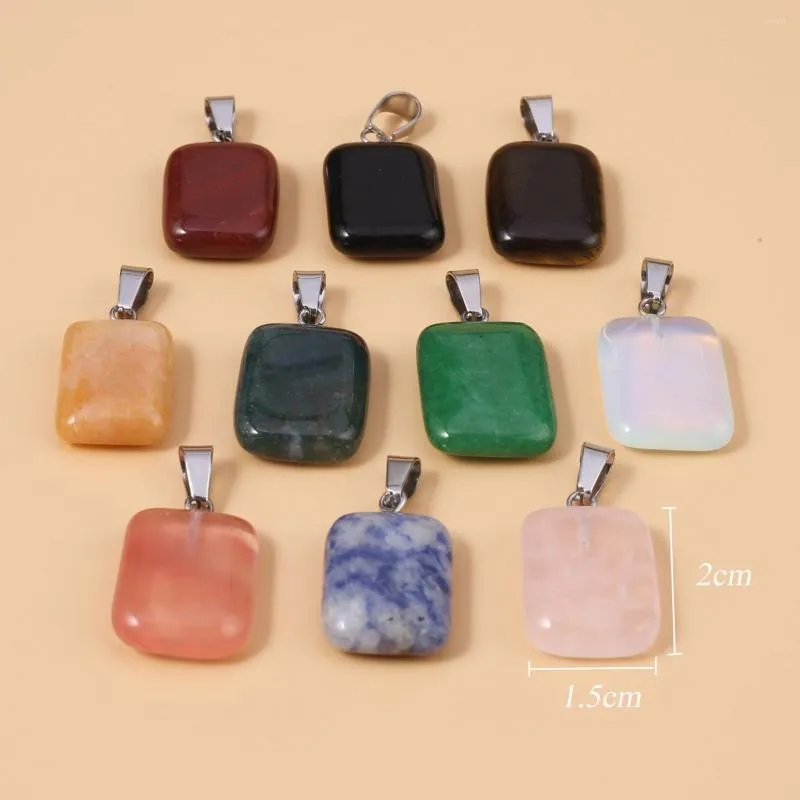 Pendant Necklaces 3pcs Natural Stone Rectangle Quartz Agate Random Color Healing Crystals Charms For Jewelry Making DIY