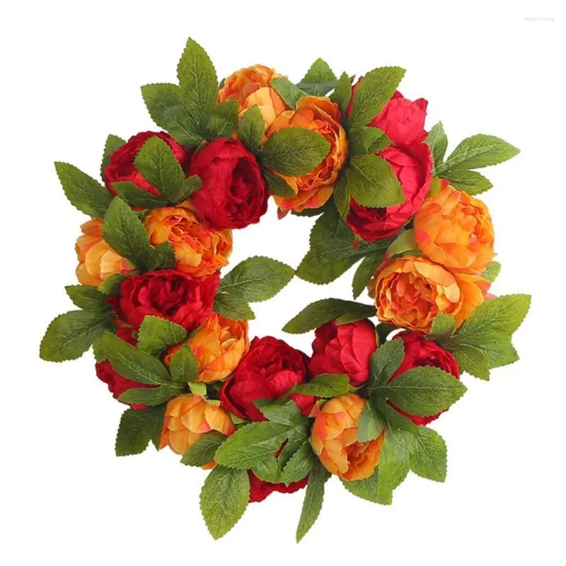 Dekoracyjne kwiaty sztuczny wieniec piwonii zielone liście okrągłe DIY wielokrotnego użytku drzwi ścienne wiszące sztuczny kwiat girlanda rekwizyt na przyjęcie weselne strona główna