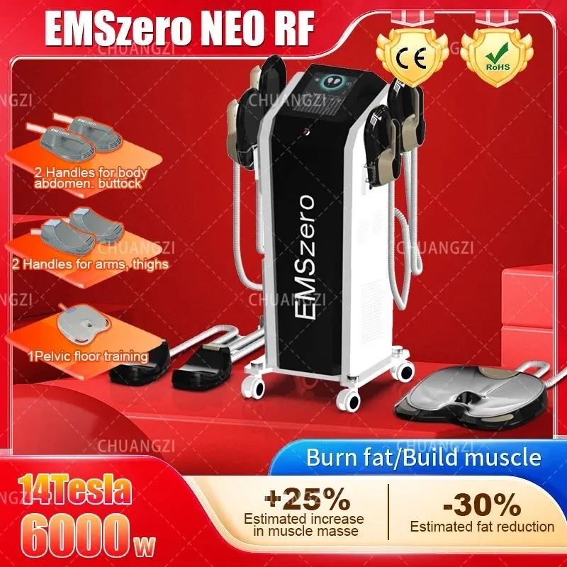 Emslim RF Equipment Neo Emszero Nova 14 Tesla 6000W Muscle Stimulator Machine RF Handle Indolor Body Slimming Build For Salon
