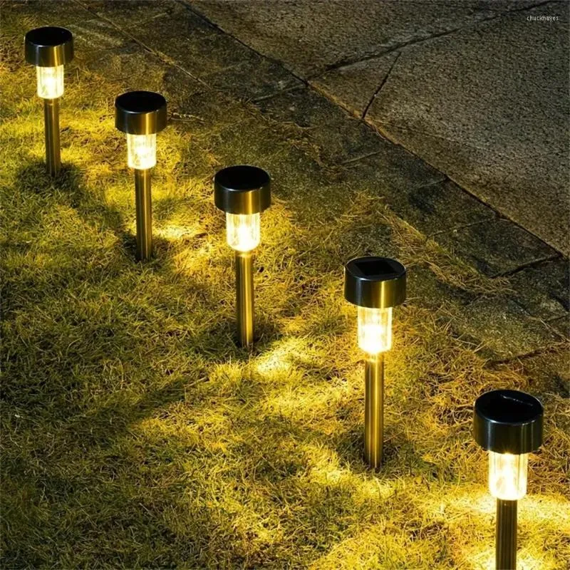 Luzes solares ao ar livre de aço inoxidável LED iluminação de paisagem jardim para caminho passarela pátio quintal gramado