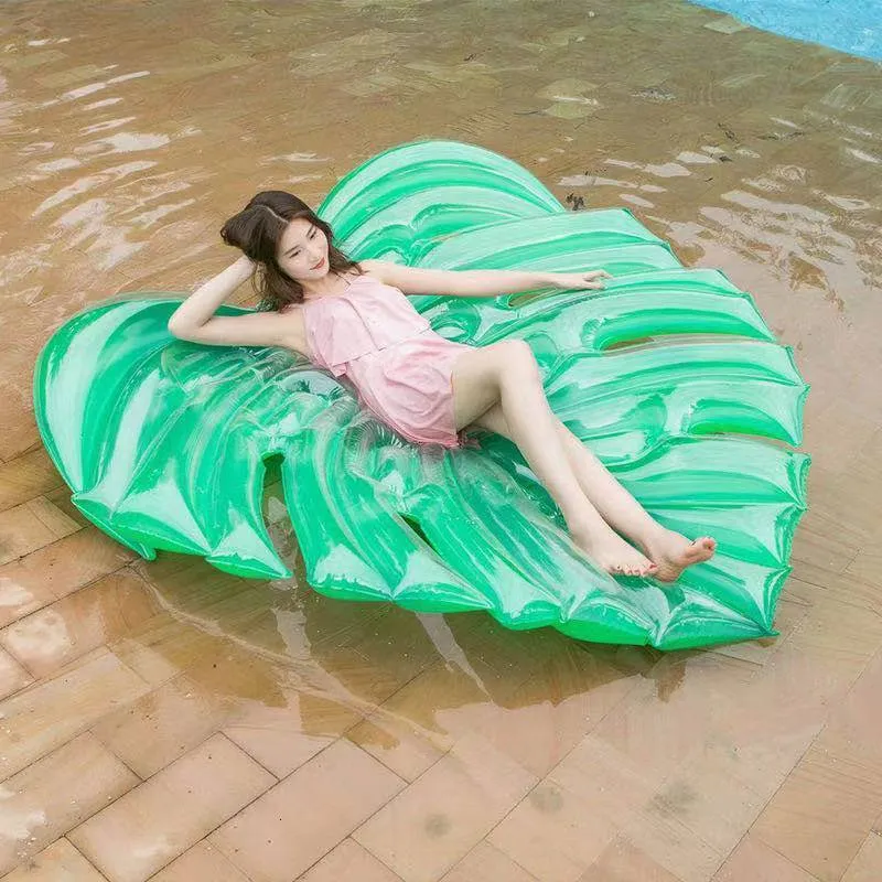 Sand Play Water Fun 180*160cm Giant Inflatable Green Leaf Pool Raft Lounge Foliage Floats Water Toys Ride-On Swimming Ring for Adult Children Party 230712