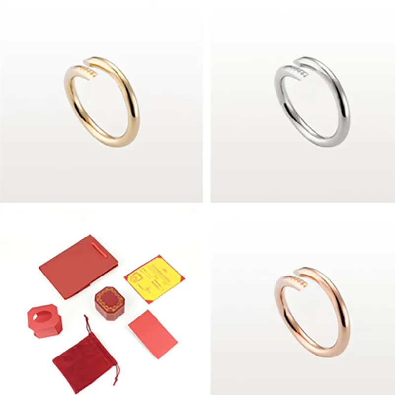 Hart ring klassieke designer ringen vrouwen sieraden mannen ring klein model lc nagel ontwerp mode nagel ring wit daimond cz roestvrij staal goud zilver rose goud crb426000