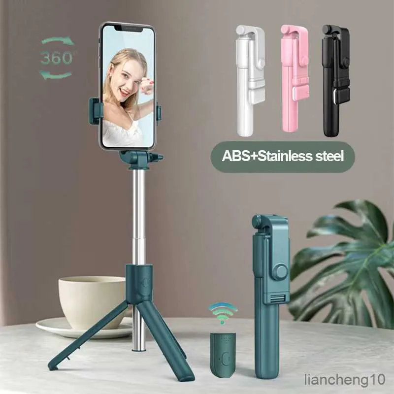 Selfie Monopods Sans fil Selfie Stick Mini Trépied Obturateur Bluetooth Télécommande Pliable Extensible Fill Light 360 Rotation Support de Téléphone R230713