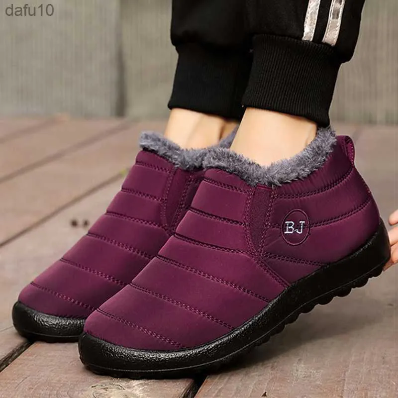 Botas De Invierno Para Mujer femmes chaussures d'hiver légères bottines neige Botas Mujer sans lacet bottes d'hiver noires violet L230704