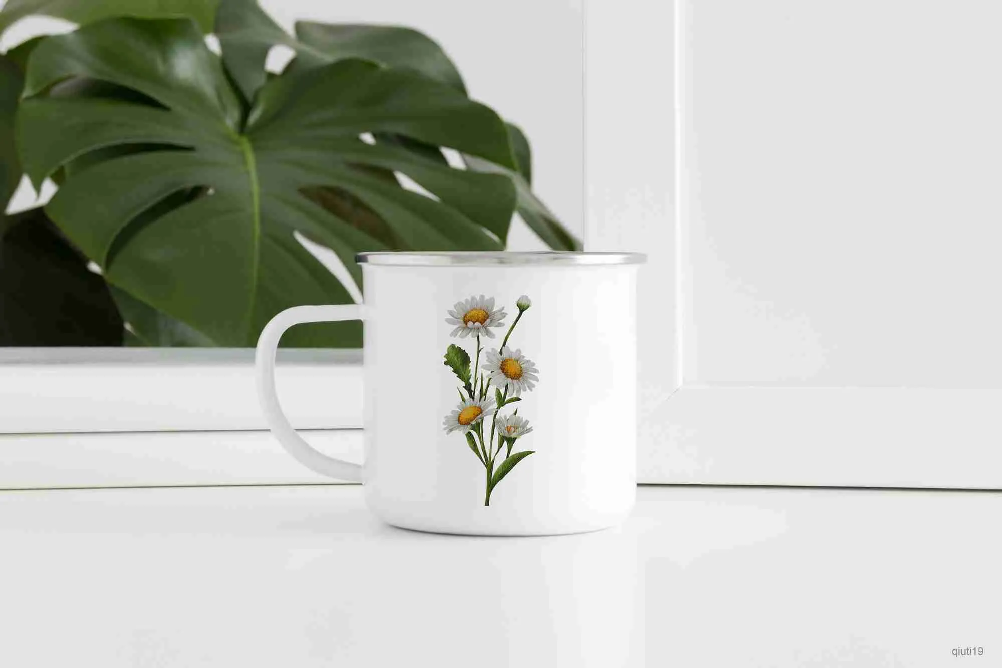 Muggar blommor enkel mugg boreal europe style studie bok kaffe emalj mugg 11 oz flickvän födelsedag present mugg r230713