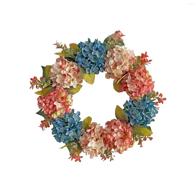 Flores decorativas Azul Rosa Hortênsia Festival da Flor Atmosfera Simulação Coroa de flores Janela Porta Escada Conjunto de Natal e Guirlanda ao ar livre