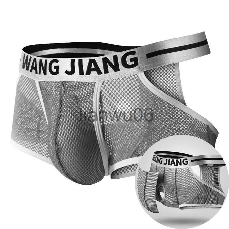Cuecas Sexy Men Mesh Hole Cuecas Boxers Cuecas Curtas Plus Size Calcinha Transparente J230713