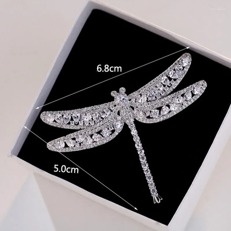 Brooches Stylish Big Dragonfly Sparkles Zircon Crystal Brooch Temperament Female Star Corsage Pin Accessories 180705-5