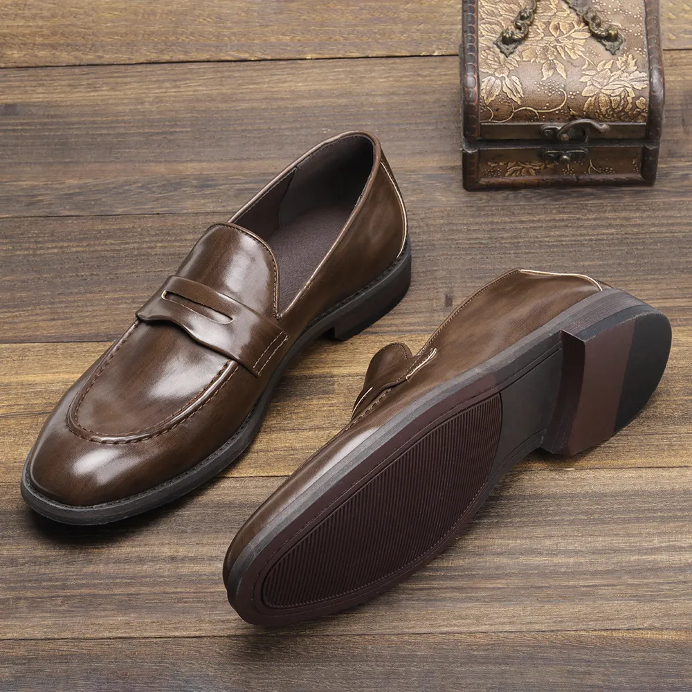 Comfortable Slip On Leather Penny Loafer Mens Dress Shoes For Men