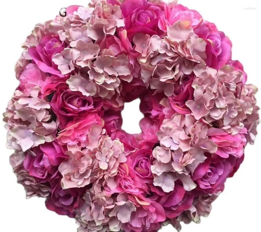 Dekorativa blommor Artificial Rose Hydrangea Garland Bröllopsdekoration Bord Flower Ball Arch Rings 45cm Mixcolor 10st/Lot Tongfeng