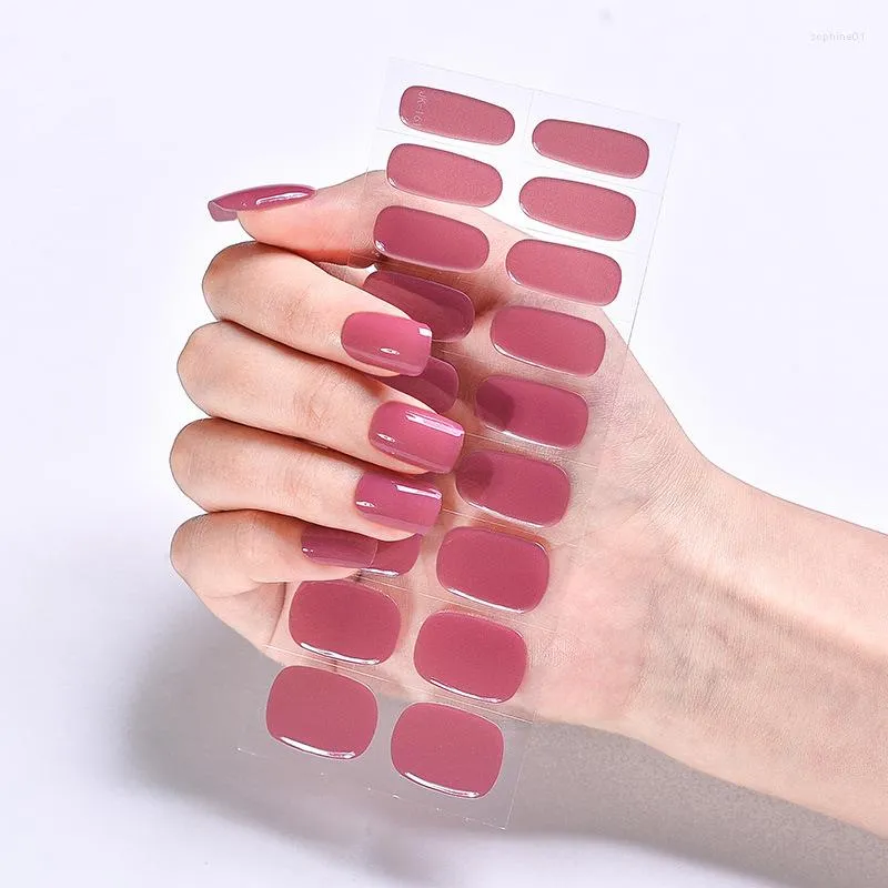 Nagelklistermärken Solid Color Bronzing Slider Art Semi-Cured Gel Strips Patch Sliders Adhesive Waterproof Full Beauty for Nails