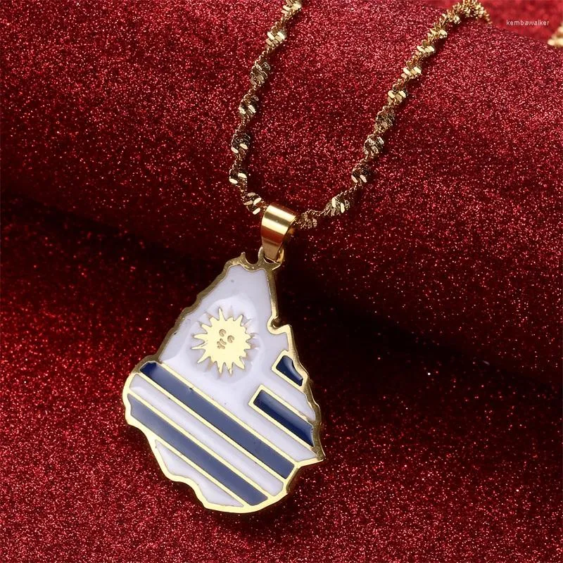 Wisiorek naszyjniki mapa urugwaju flaga dla kobiet urok biżuteria urugwajska