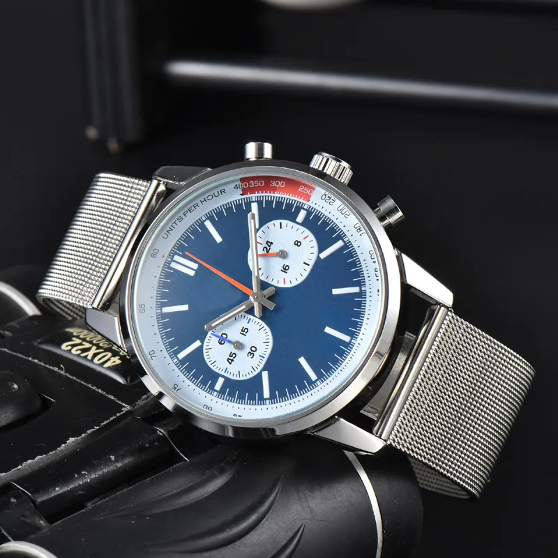 Novo relógio masculino de luxo quartzo endurance pro cronógrafo 44mm pulseira de couro 1884 relógios masculinos relógios de pulso de vidro hardex breitling m03