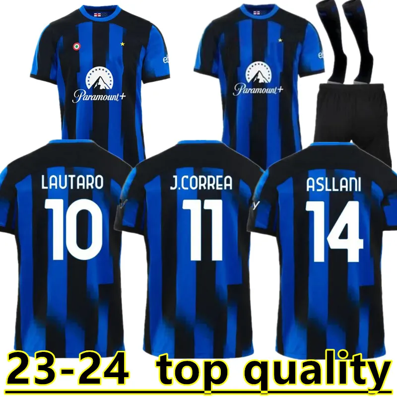 23 24 Maglia Inters Milans Soccer Jerseys Kit Kit Финал Maillot de Foot Lukaku Dzeko Lautaro 2023 2024 Im Magli