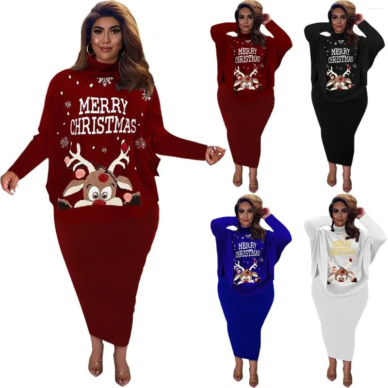 Casual Dresses Christmas Plus Size Sets Women Clothing 2 Piece Outfits For Skirts And Top Matching Suit Wholesale Drop