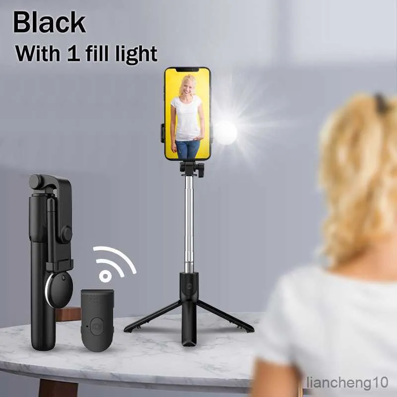 Selfie-Einbeinstative, Bluetooth-Selfie-Stick, Ringlicht-Stativ, LED, ausziehbar, rostfrei, kabelloses Bluetooth-Telefonstativ, kompatibel für Smartphone R230713