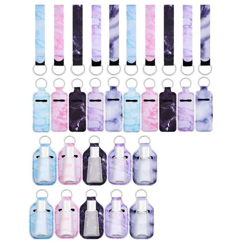 Keychains 30 stycken resor flaskan Keychain Holder Chapstick återanvändbara containrar set med armband lanyards285z