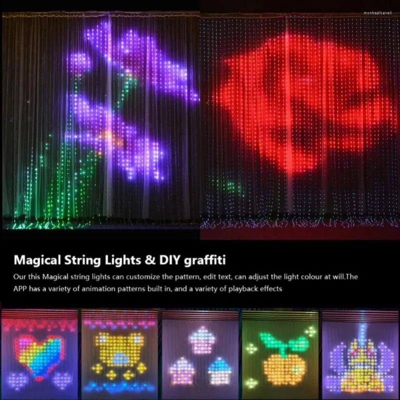 Strings LED Gordijn Decoratieve Lamp 400 Kralen Fairy String Light APP Controle DIY Foto Bruiloft Garland Decor