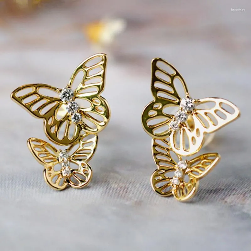 Kolczyki stadnonerze estetyczne złoty kolor motyl dla kobiet wykwintne dziewczęta piercingowe akcesoria