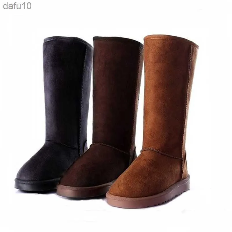 2021 Winter Boots Kadın Ayakkabı Kadın Deri Kürk Düğmesi Diz Uyluk Yüksek Uzun Avustralya Kar Ayakkabıları Kadın Botlar Büyük Boy Siyah Kırmızı L230704