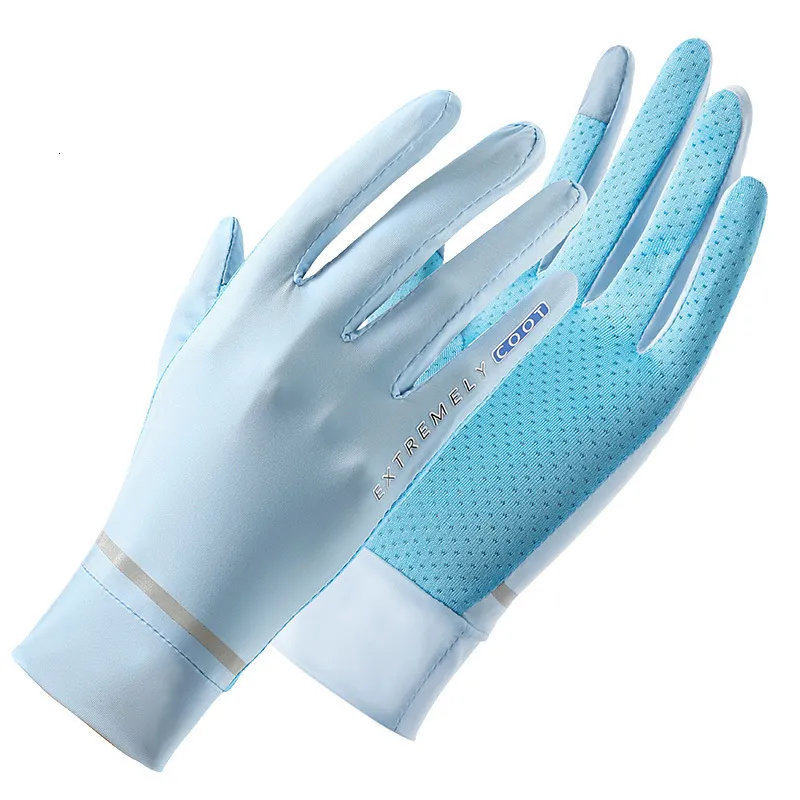 Luvas de cinco dedos luvas femininas verão anti-uv protetor solar gelo luvas finas luvas de malha respirável para dirigir ciclismo pesca luvas esportivas 230712