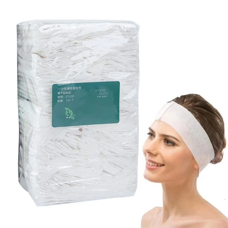 100-Piece Disposable Spa Headband Set Non-Woven Elastic Hair Wrap for  Facial Treatments, Makeup Application, and Salon Use Non-Slip Design