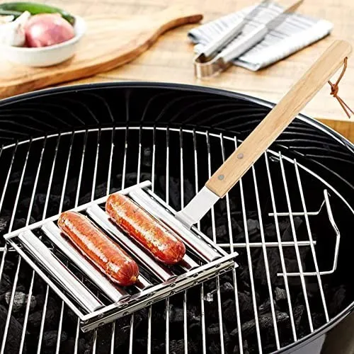 BBQ Tools Accessories 1PCS Sausage BBQ Grill Racks Stainless Steel dog Roller Grill Brackets Portable Heat Resistance Non-Stick Barbecue Tool 230712