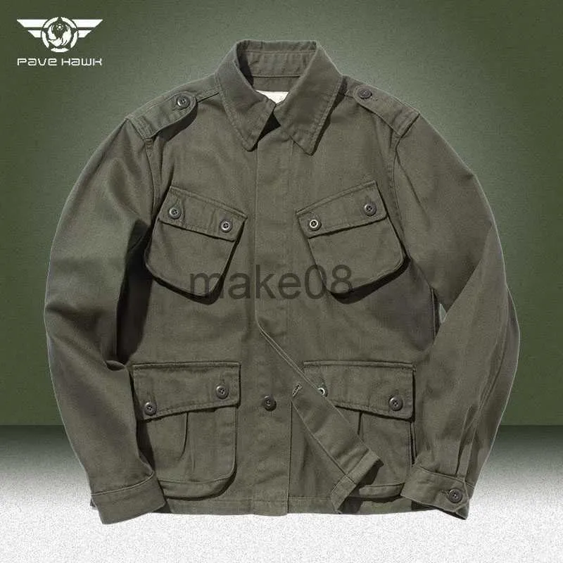 Мужские куртки военная грузовая куртка мужчины весенняя осень многолетняя сплошная ретро -боевые куртки Мужчина M42 повседневная бомбардировка тактическая верхняя одежда J230713