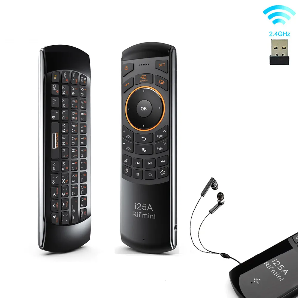 Keyboards Rii i25A 2 4G Mini Wireless Keyboard Universal Air Mouse Remote Control With Earphone Jack For Smart TV Android Box Fire 230712