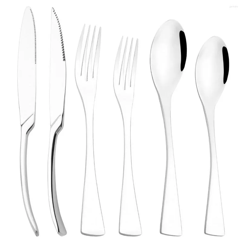 Dinnerware Sets 6Pcs Cutlery Set Stainless Steel Tableware Steak Knife Fork Dessert Spoon Western Kitchen Flatware Silverware