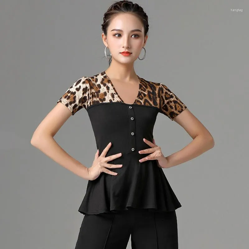 Scenkläder Leopard Ballroom Dance Toppar Kvinnor Latin Träning Kostym Salsa Outfit Tap Dancewear Designerkläder DL7908