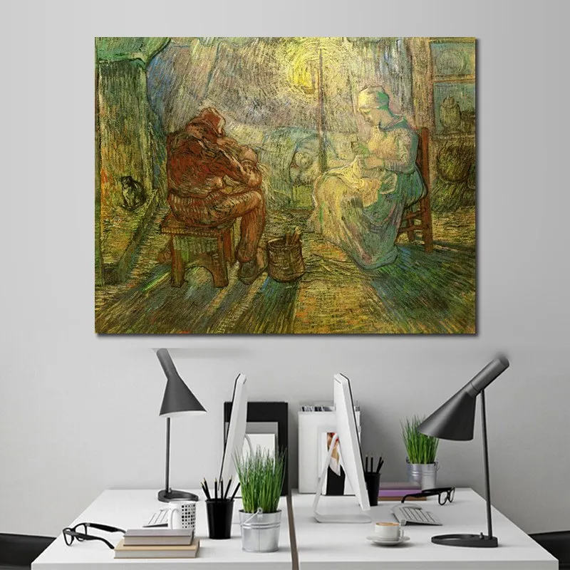 Fine Art Canvas Painting Evening - The Watch (after Millet) Reproduction artisanale de Vincent Van Gogh Home Decor