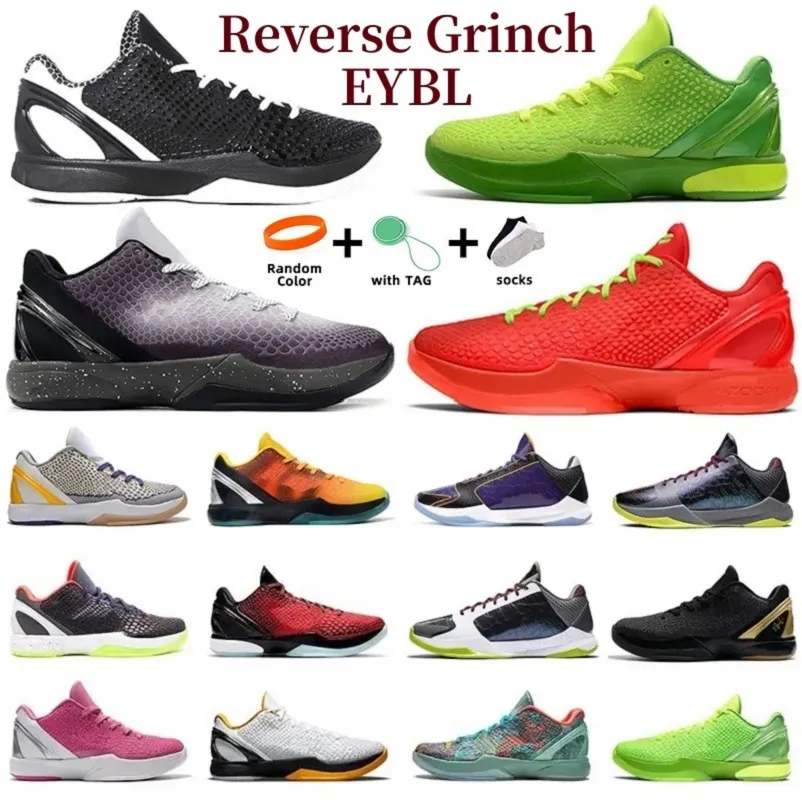 2023 Mamba 6 Protro 5 Mens Basketball Shoes EYBL Grinch Reverse Grinch Black Del Sol Mambacita Sweet 16 Metallic Gold BHM Dark Knight Men 5s 6s Trainers Sports Sneakers