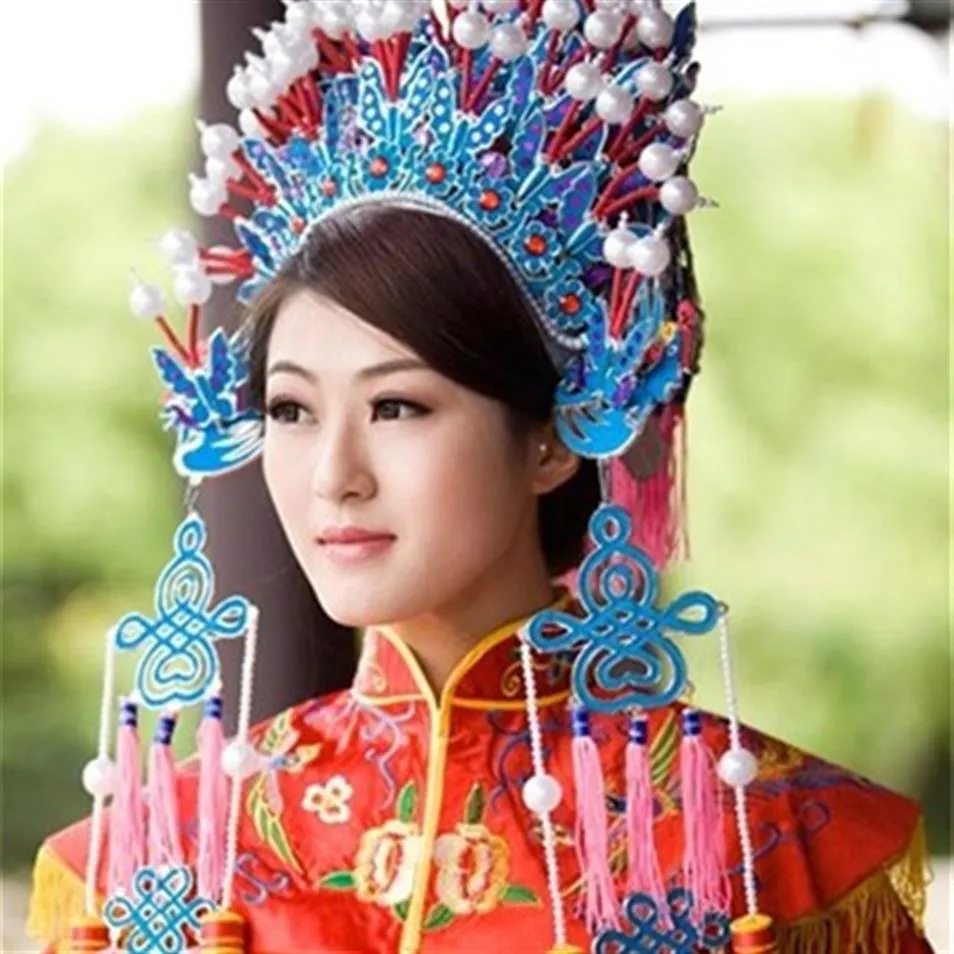 Theatre Peking Opera Headbonad Wedding Drama Mascot Costume Bride Crown Queen Carnival Women Lady Performance Stage Halloween Carn2578