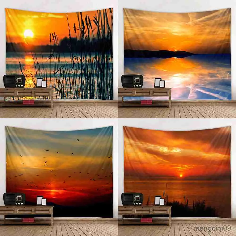 Tapestries Customizable Wall Hanging Boho Wall Tapestry Mandala Wall Art Decoration Beautiful Sunrise Sunset Landscape Large Wall Tapestry R230713