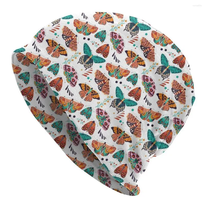 Bérets Bonnet Hiver Chapeau de tricot chaud Hommes Femmes Butterfly Patché