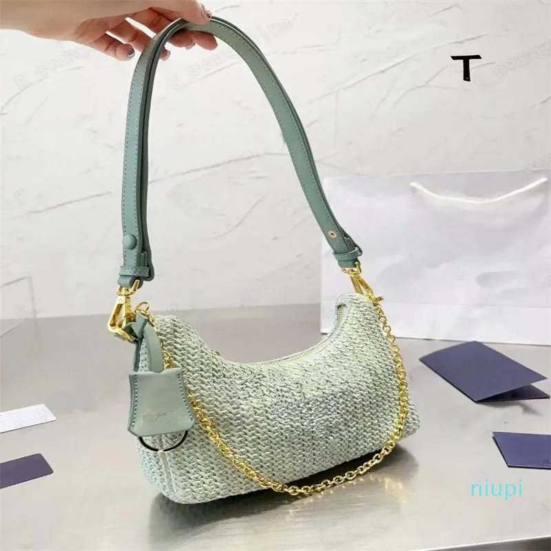 Designer Femme Straw Bags sac seau Sacs à bandoulière en nylon Chaîne Sacs à main Designer Crossbody Lady Small Totes